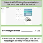 Sistema de marketing hospedagem mensal 53,00